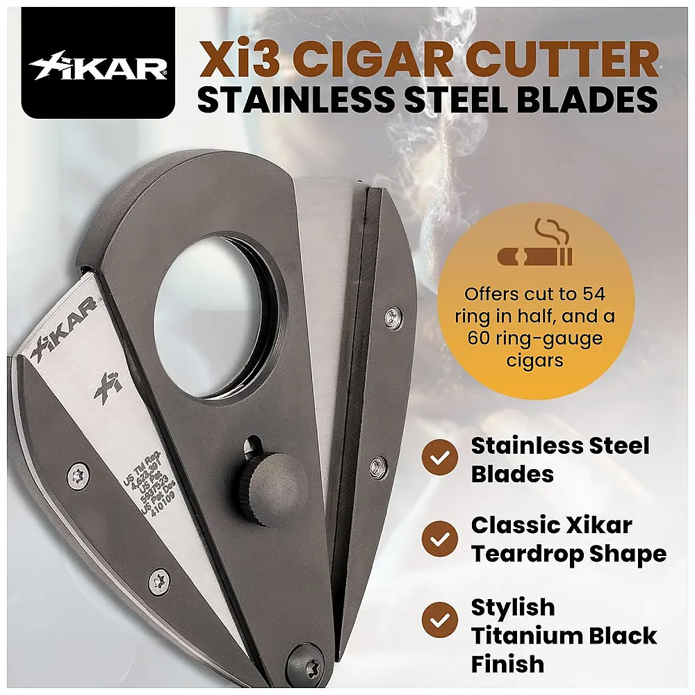 Cortador de Charuto Xikar Xi3 Preto Design Guilhotina Dupla Aço Inoxidável 440C — foto 2