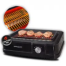 Simple Living Churrasqueira Elétrica Antiaderente Portátil, Serve até 4 Pessoas, 110V, 1660W, Cinza