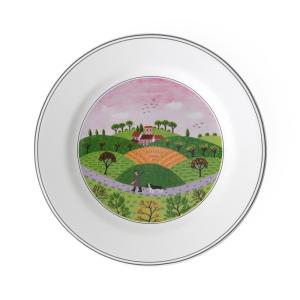 Prato para Salada ou Aperitivo de 22 cm com Tema Hunter & Dog, Formato Redondo e Material de Porcelana, Villeroy Boch, Branco Colorido