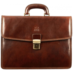 Bolsa Maleta de Couro Masculina para Laptop, TIME RESISTANCE, Marrom Claro