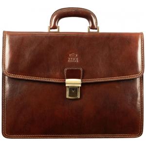 Bolsa Maleta de Couro Masculina para Laptop, TIME RESISTANCE, Marrom Claro