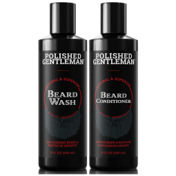 Shampoo e Condicionador Crescimento Rápido de Pelos Barba Limpeza Orgânica do Rosto 118ml, POLISHED GENTLEMAN, Preto