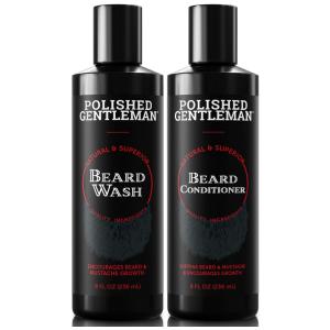 Shampoo e Condicionador Crescimento Rápido de Pelos Barba Limpeza Orgânica do Rosto 118ml, POLISHED GENTLEMAN, Preto