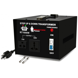 Transformador de Tensão 1000W Converta 110V Para 220V com 1 Porta USB, ROCKSTONE POWER, Preto
