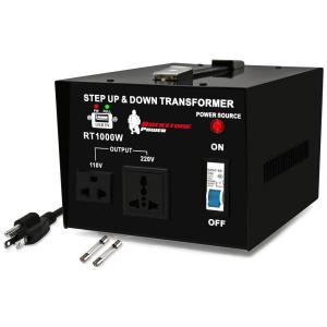 Transformador de Tensão 1000W Converta 110V Para 220V com 1 Porta USB, ROCKSTONE POWER, Preto