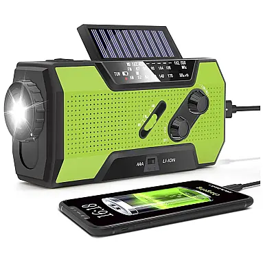 Rádio AM, FM, NOAA Manivela