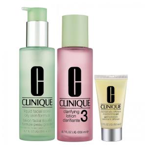 Kit Slincare Completo Gel Hidratante, Loção Clareadora e Sabonete Facial para todos os tipos de Pele, CLINIQUE, Rosa