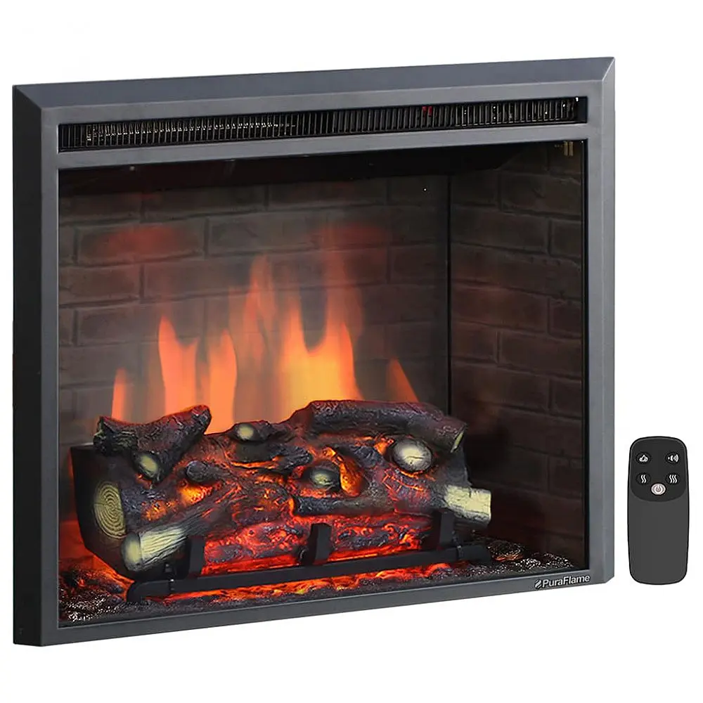 Lareira Elétrica de Embutir A62x70L com Controle Remoto, 1500W, 110v, PURAFLAME EF43D FGF, Preto