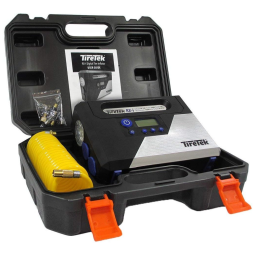 Compressor de Ar Portátil Bomba 12v Pneu de Carro LED com Desligamento Automático, TIRETEK TT 303, Preto