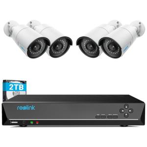 Sistema de Câmera de Segurança 8 Canais 4MP PoE 1440P, 4 PCS, REOLINK RLK8 410B4, Branco