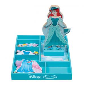 Kit Boneca Magnética de Madeira Disney Ariel com 30 Peças para Crianças Acima de 3 Anos, Melissa & Doug, Azul