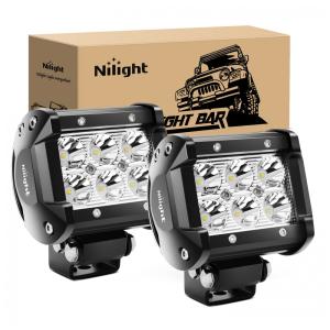 Farol de Milha LED Offroad com 1260 Lúmens e Luz Branca 30V, 18W, 2Un, Nilight, Preto