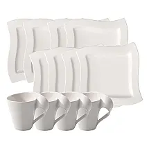 Aparelho de Jantar Villeroy & Boch New Wave Branco 12 Peças Porcelana Serviço para 4
