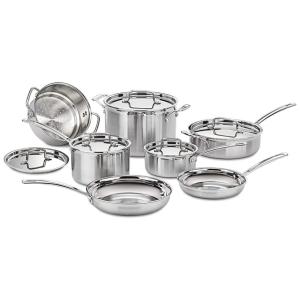 Conjunto de Panelas e Frigideiras de Triplo Aço Inoxidável, 12 Peças, CUISINART MCP 12N, Prateado