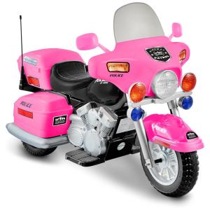 Moto Elétrica Infantil 1 Assento com 2 Velocidades, 12V, KID MOTORZ Polícia, Branca