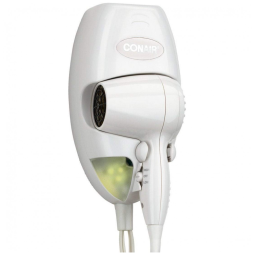 Secador de Cabelo de Parede Conair Branco com Luz Noturna LED, 1600W, 2 Velocidades, 110V