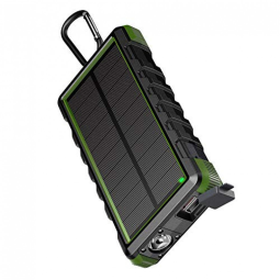 Powerbank Carregador Solar Militar 24000mAh Prova Dágua Lanterna LED 6A Camping Nautica Ciclcismo