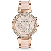 Relógio Parker de aço inoxidável com detalhes brilhantes, MICHAEL KORS MK5896