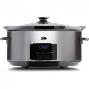 ZingCook Panela Elétrica 6L Programável com Painel Digital, Aço Inox, 110V