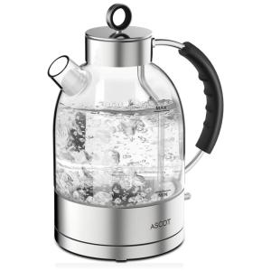 Chaleira Elétrica, 1,6 Litros, Aço Inoxidável, Vidro, Transparente, 110v, ASCOT KE1003, Prateado