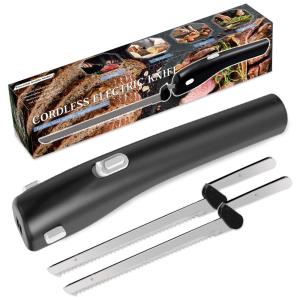 Facas Elétricas Recarregáveis Pratuor: Faca de Pão Portátil com Bloqueio de Segurança e Cabo Ergonômico, Ideal para Cortar Carne, Pão