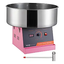 Máquina de Algodão Doce VEVOR Rosa Comercial 1000W 6 Cones/min Tigela Inox 110V
