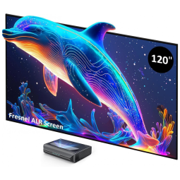 Projetor laser 4K NexiGo Aurora Pro com tela Fresnel ALR 120" 2400 lumens Dolby Vision preto 110V