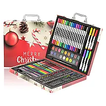 Kit Lápis de Cor Profissional Darnassus com Maleta de Madeira 132 peças Tintas Acrílicas, Aquarela, Vermelho