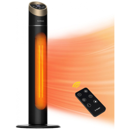 Aquecedor Elétrico Silencioso para Sala Grande com Controle Remoto, 3 Modos e Proteção Contra Superaquecimento, 110V, G Ocean, Preto