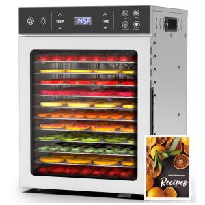 Desidratador de Alimentos HOPERAN com 12 Bandejas em Aço Inoxidável, Máquina de 800W com 4 Configurações, Controle Digital de Tempo