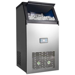Máquina de Gelo Profissional, Produz 45kg, Dia 45 Cubos, 12 18min, Aço Inox, 110v, LINSION, Prateado