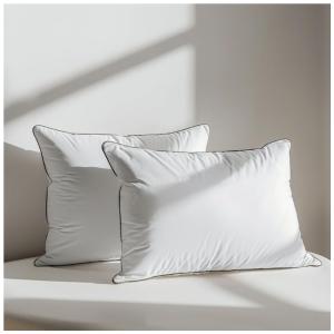 Travesseiro de Penas de Ganso Húngaro de Luxo, Tamanho King com 750 Fill Power e 460 Fios de Algodão Misto, HYVIF, Branco