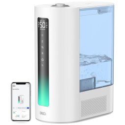 Umidificador de Ar Dreo 6 Litros para Dormitório, Vapor Quente e Frio Inteligente para Espaços Amplos, Funcionamento Silencioso por 60