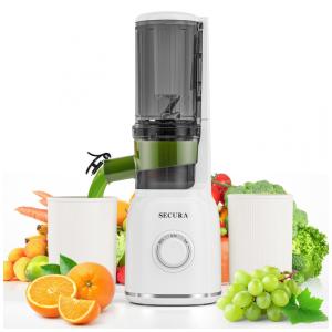 Centrifuga de Frutas com Broca Espiral de Aço Inoxidável, Filtro Sem Malha e Função Reversa, 110V 120W, Secura, Branca