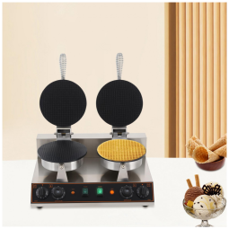 Máquina para Casquinha de Sorvete Dupla Eapmic Prata Aço Inoxidável Aquecimento Duplo Temporizador Controle Temperatura