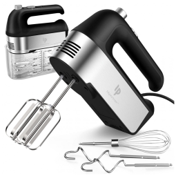 Batedeira de Mão Elétrica com Botão de Ejeção e 5 Velocidades, 110V 450W, LILPARTNER, Preta