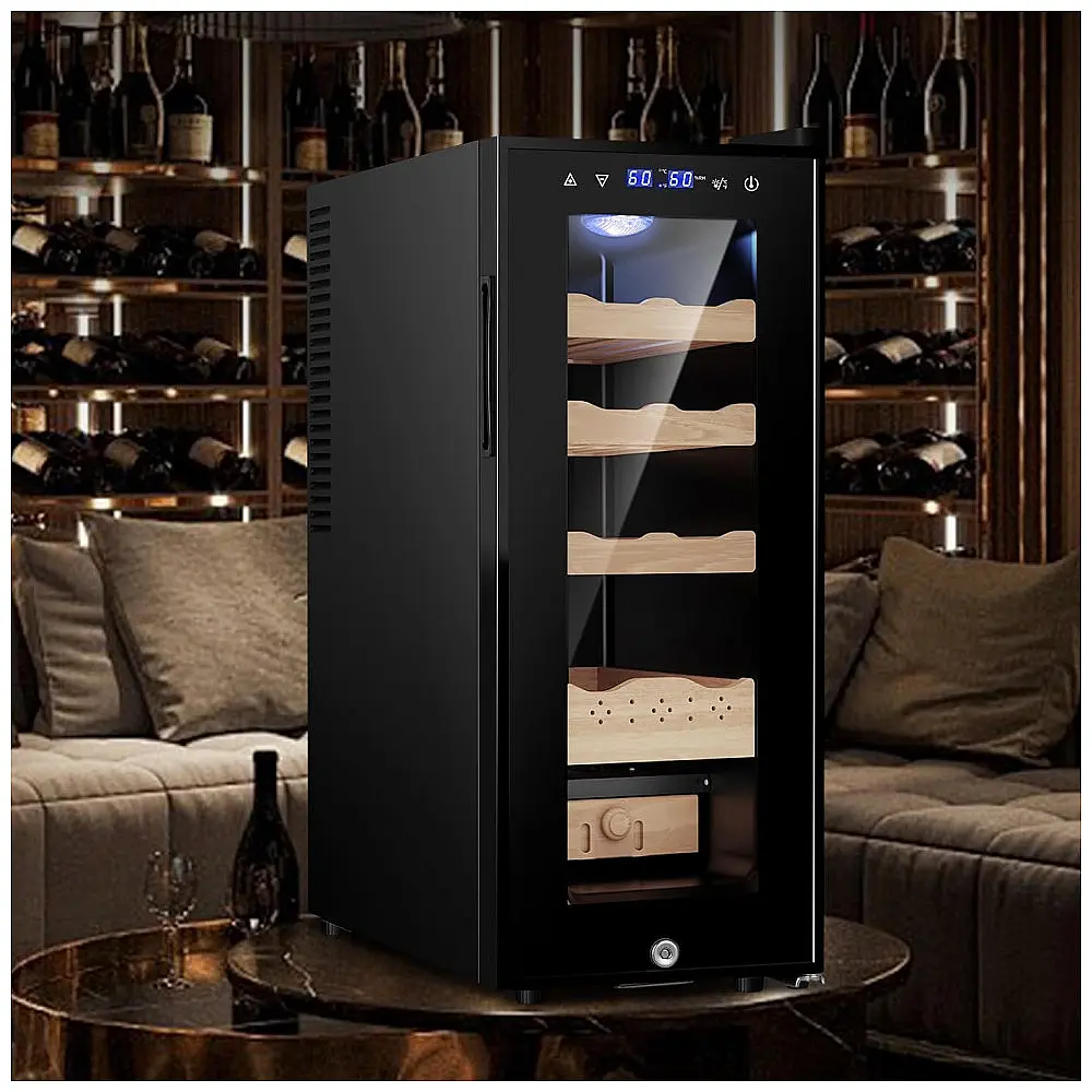 Humidor Elétrico Velieta Marrom e Preto 35L com Prateleiras de Cedro Espanhol e Tela LED 115V — foto 3