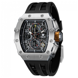 Relógio Masculino Automático Analógico a Prova dÁgua 50M com Cronógrafo, TSAR BOMBA TB 8204SGLZHX, Preto