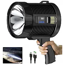 Lanterna LED Recarregável, 18 Horas de Ação, á Prova Dágua IPX5 e 10.000 Lúmens, BERCOL, Preta