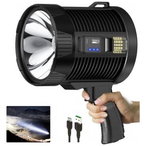 Lanterna LED Recarregável, 18 Horas de Ação, á Prova Dágua IPX5 e 10.000 Lúmens, BERCOL, Preta