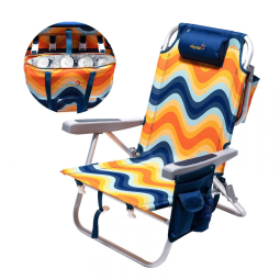 Cadeira de Praia Dobrável, Portátil com 5 Posições, Resistente, Sunnyfeel, Laranja