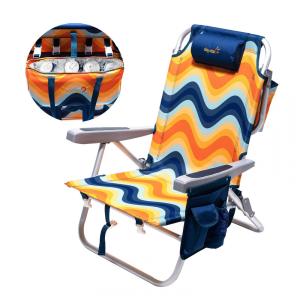 Cadeira de Praia Dobrável, Portátil com 5 Posições, Resistente, Sunnyfeel, Laranja