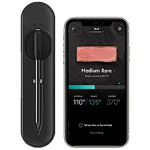 Termômetro de Carne Inteligente e Sem Fio Premium com Bluetooth de Longo Alcance e Cozimento Assistido, YUMMLY YTE000W5KB, Preto