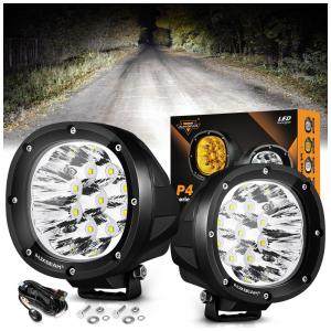 Farol de Milha LED Offroad com 9000 Lúmens e Luz Branca 32V, 90W, 2Un, Auxbeam, Preto