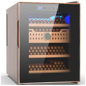 Umidor Elétrico para Charutos 250 Unidades com Prateleiras, Higrômetro e Luz Led, 110 Volts, WIAEE, Marrom