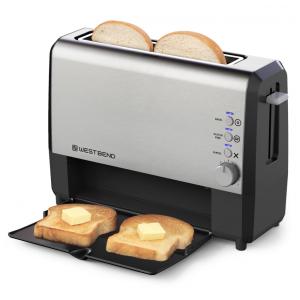 Torradeira Elétrica 2 Fatias com 7 Níveis de Tostagem e Bandeja de Migalhas Removível, 110V 825W, West Bend 77222, Prata