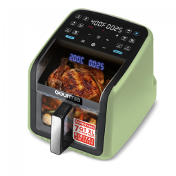 Fritadeira Elétrica Air Fryer Gourmia verde 6,6L Janela Panorâmica 12 Programas FryForce 360 1500W 110V