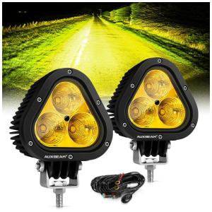 Luz LED Off Road 50 W Luz de Nevoeiro Quadrada Branca com kit de Cablagem 5000 Lúmens, Auxbeam