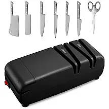 Afiador Elétrico para Facas com 5 Estágios e Proteção Contra Aquecimento, 110v, AIRCOVER, Preto