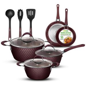 Conjunto de Panelas Antiaderentes, 11 Peças, Diamante Roxo, NUTRICHEF NCCW11PUR, Violeta